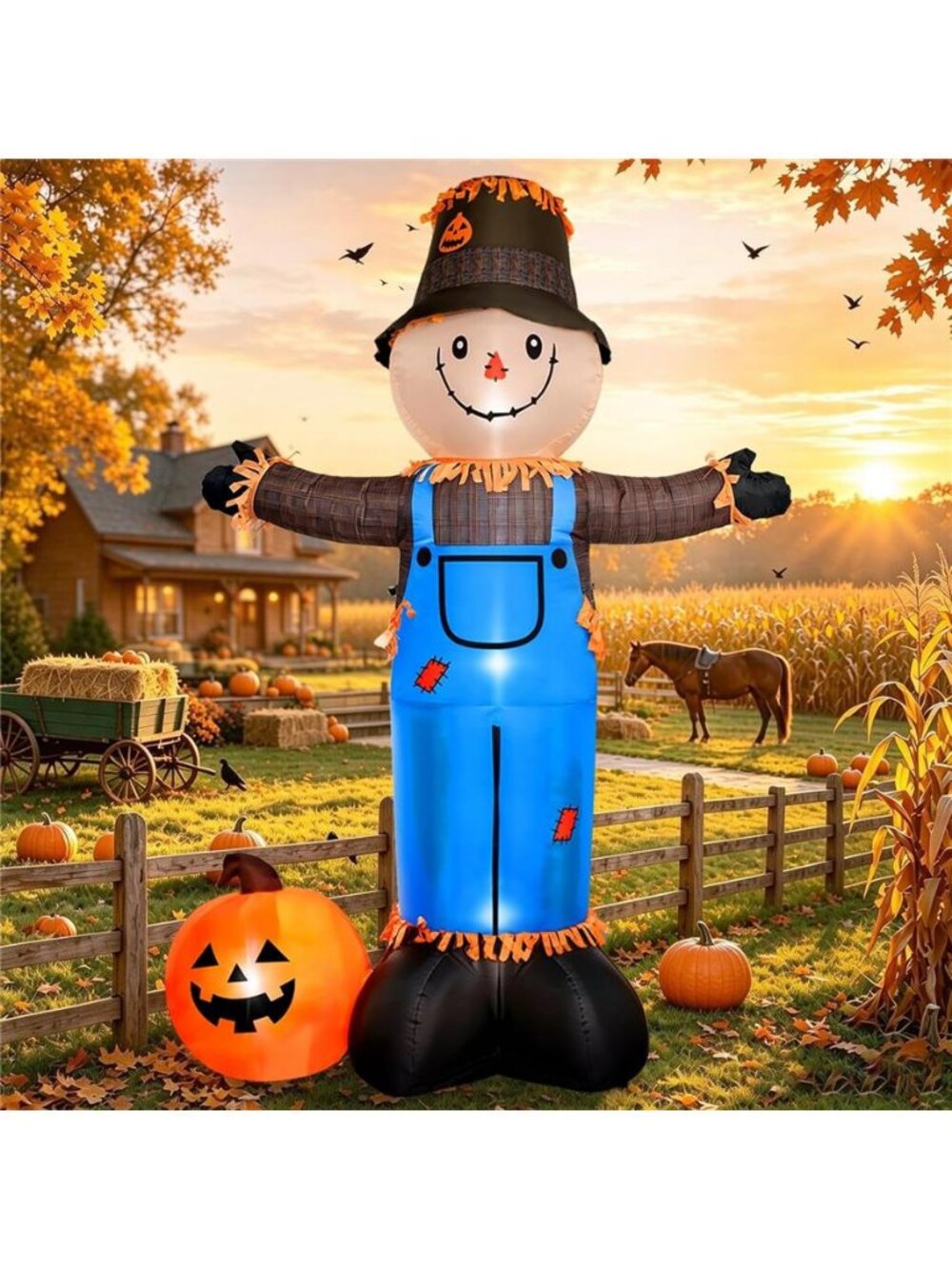 8FT Fall Thanksgiving Inflatables Scarecrow Decorations Outdoor